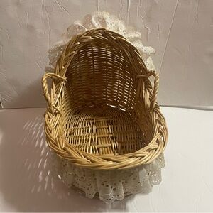 Vintage Brown Woven Baby Basket